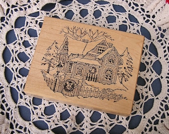 Christmas House Stamp, Victorian Mansion Stamp, PSX K-347
