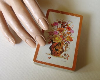70s Deck of Cards . Flower Bouquet Ladybug Pitcher Bird . Sealed . Unused . Vintage Playing Cards