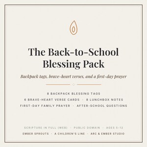 Printbaar welkomstpakket voor de eerste schooldag: Bijbelteksten voor op de rugzak, briefjes voor in de lunchbox en een gebed voor de eerste schooldag, christelijke kinderpakket (PDF, A4-formaat).