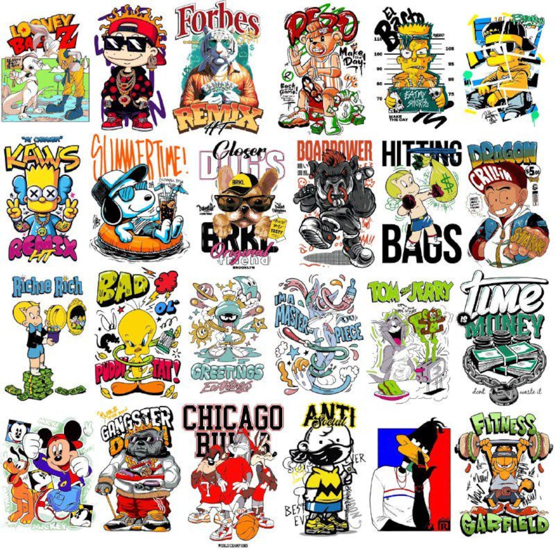 Wedding Card Design Ideas Cd R File 100 Urban Cartoon Streetwear Designs Bundle (PNG, PDF, CDR) - Etsy ...