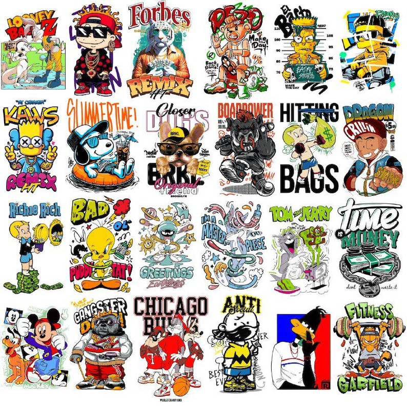 Wedding Card Design Ideas Cd R File 100 Urban Cartoon Streetwear Designs Bundle (PNG, PDF, CDR) - Etsy ...