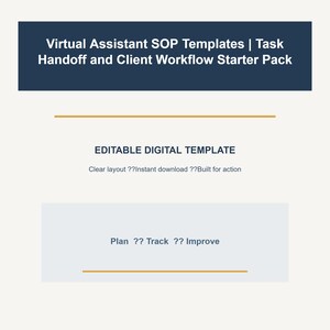 Virtual Assistant SOP Templates | Task Handoff and Client Workflow Starter Pack