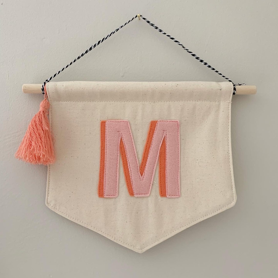 Large Hanging Wall BannerPennant FlagKids Room DecorInitial Etsy