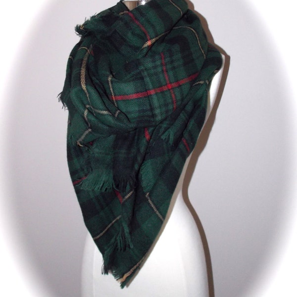 Hunter green blanket scarf/oversized scarf