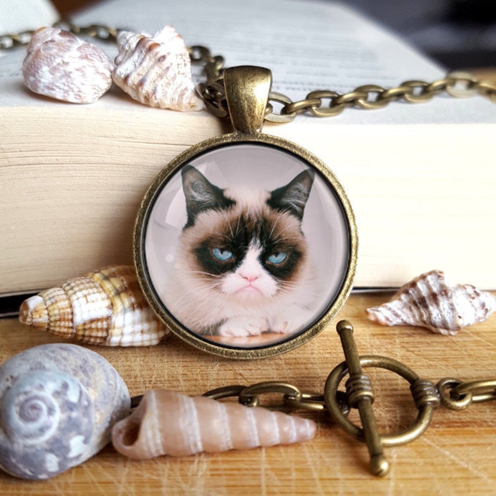 Grumpy Cat Necklace Grumpy Cat Pendant Grumpy Cat Jewelry Cats Etsy