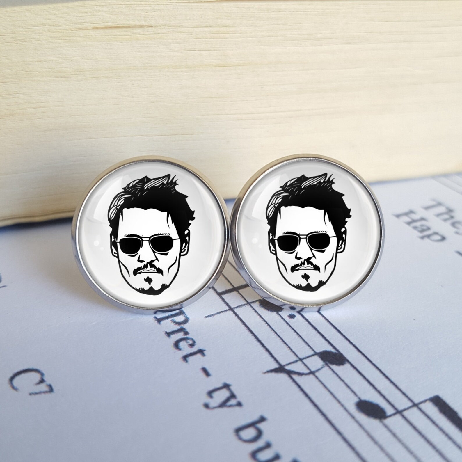 Johnny Depp Earrings Johnny Depp Stud Earrings Johnny Depp Etsy