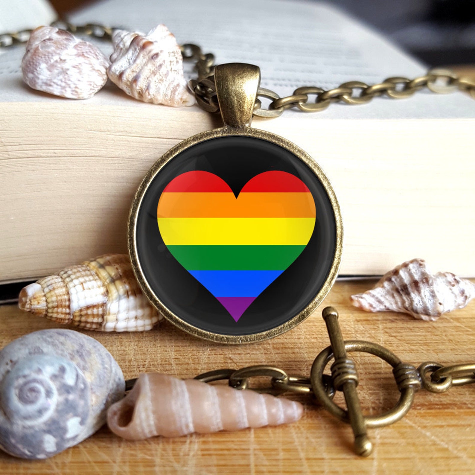 Pride Flag Necklace Queer Necklace Gay Pride Jewelry Pronoun Etsy