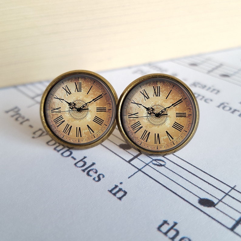 Vintage Clock Earrings Vintage Clock Pendant Clock Earrings Etsy