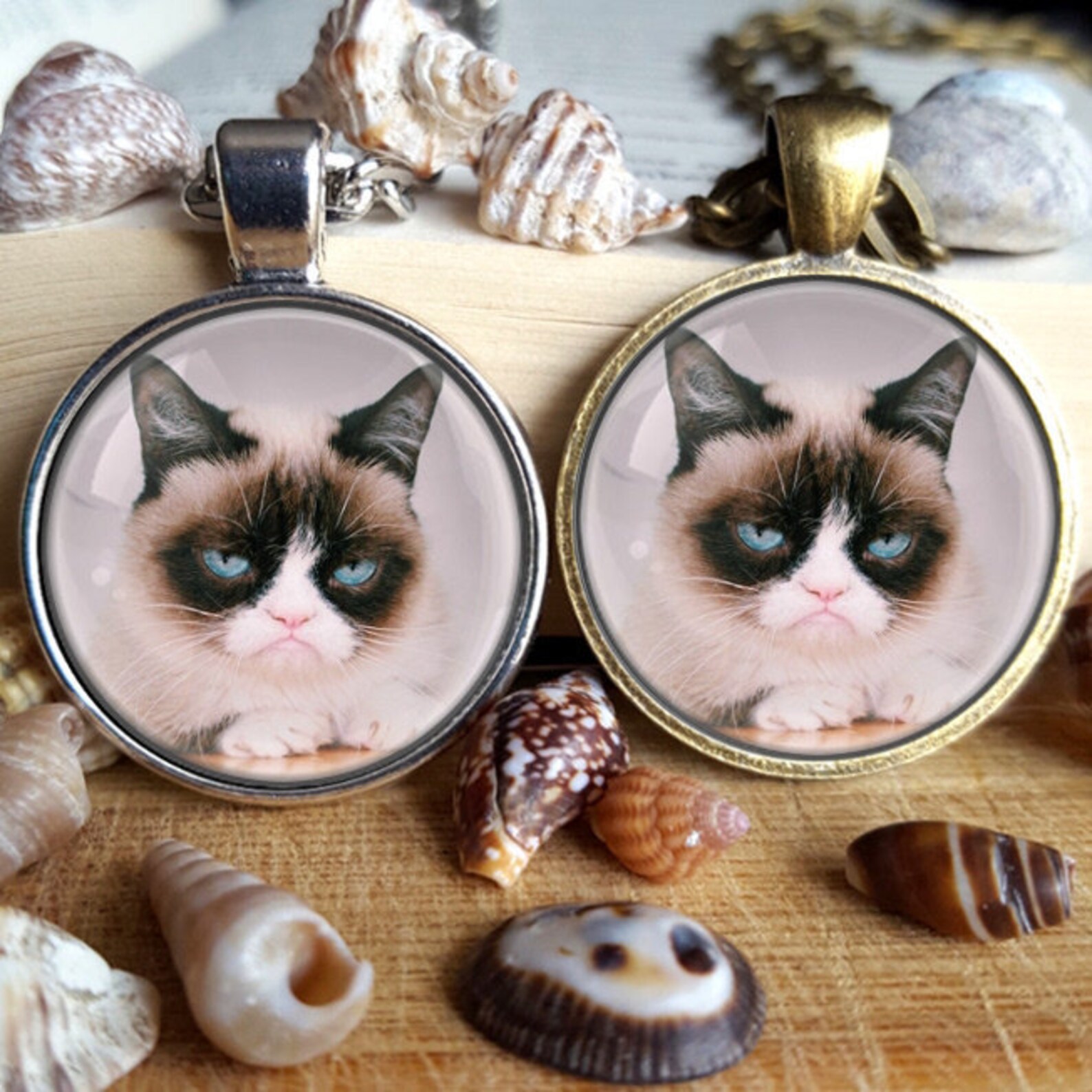 Grumpy Cat Necklace Grumpy Cat Pendant Grumpy Cat Jewelry Cats Etsy