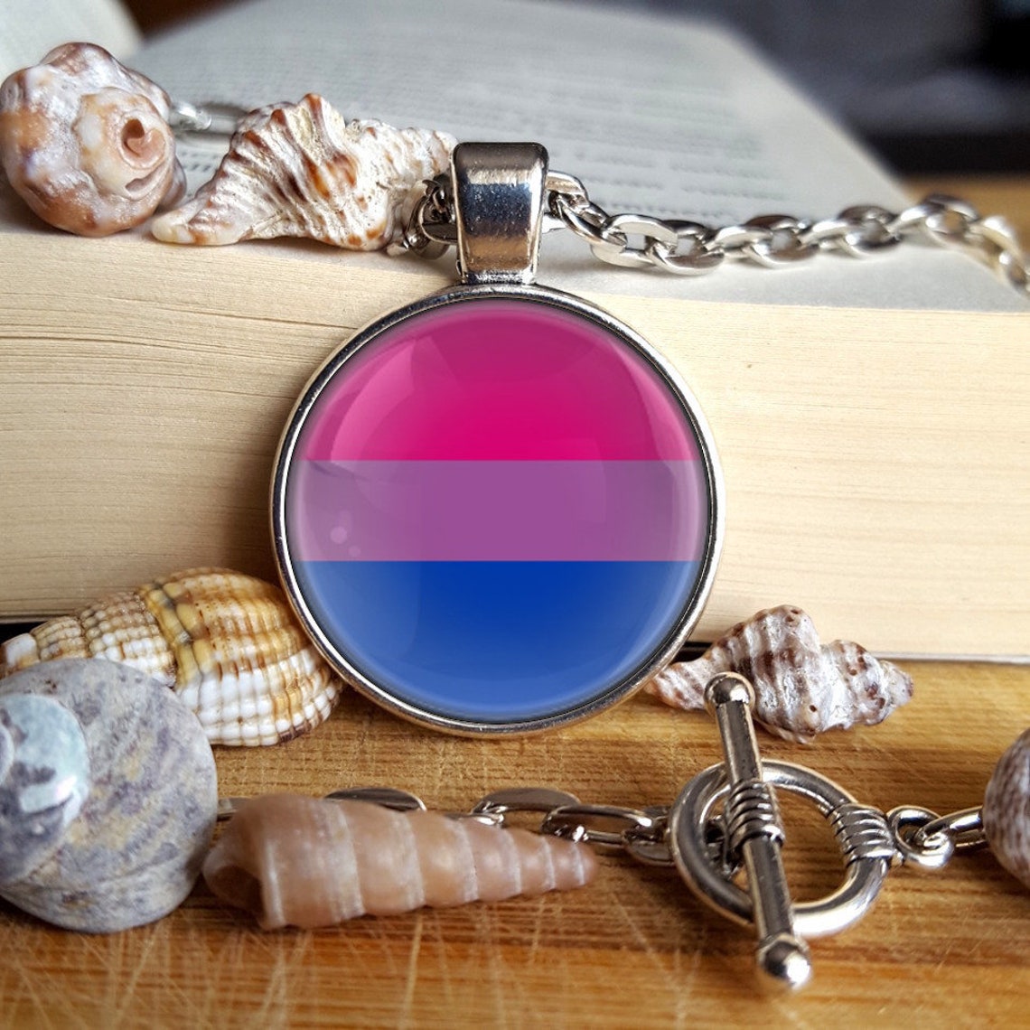 Bisexual Pride Necklace Bisexual Pendant Bisexual Jewelry Etsy 
