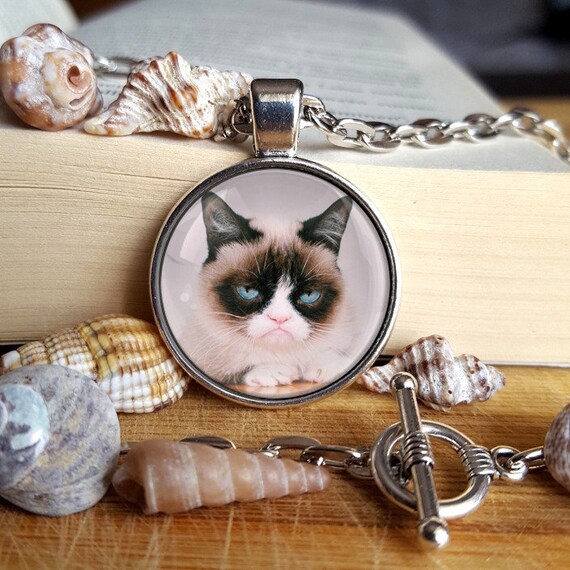 Grumpy Cat Necklace Grumpy Cat Pendant Grumpy Cat Jewelry Cats Etsy