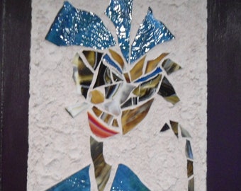 Piece Made Mosaic Picture / Wall Hanging "I AM" / Direct From US Artist