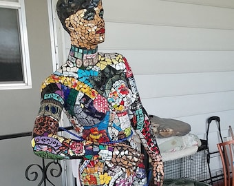 Over 6 feet tall / COMPLETELY covered in Glass Tattoo / MOSAIC / Mannequin