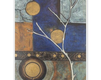 Betula #3 Framed Art Print – Abstract Botanical Mixed Media Wall Art (Wood or Metal Frame)