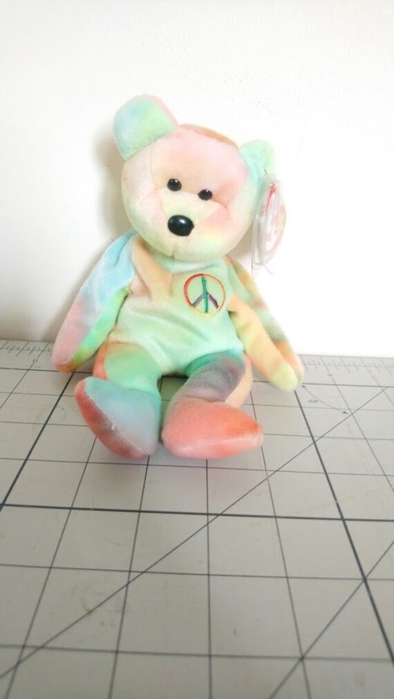 rainbow peace beanie baby