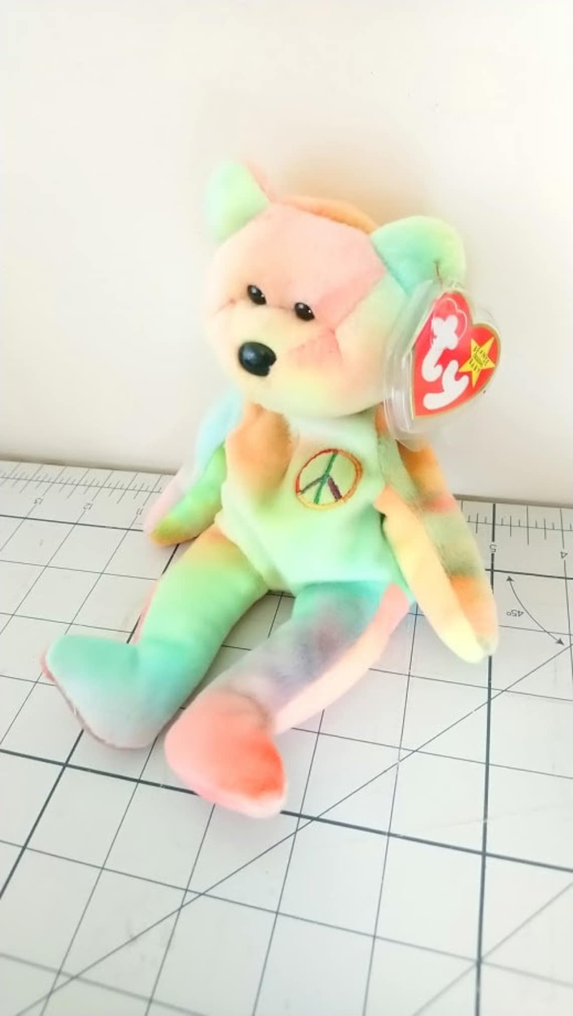 Rare TY Beanie baby Peace rainbow plushie 1996 | Etsy