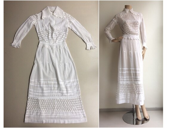 Dreamy antique Victorian Edwardian white dress bat
