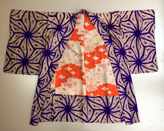 Vintage mid century silk Japanese batik tie dye ha