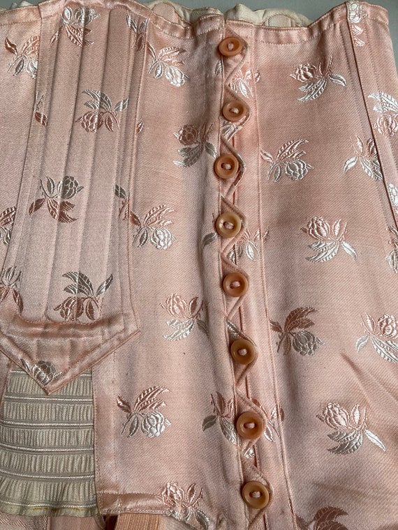 Vintage 50s salmon satin boned pink lace-up, butt… - image 7