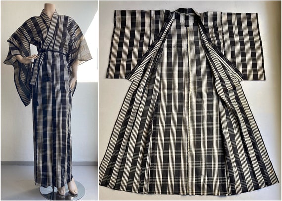 Antique handstitched Japanese silk organdy kimono… - image 1