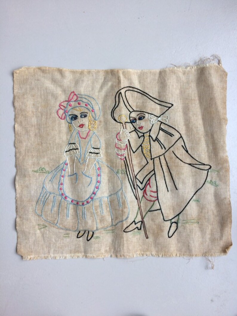 Large Antique 1920s French Boudoir Pillow Embroidery of a Etsy