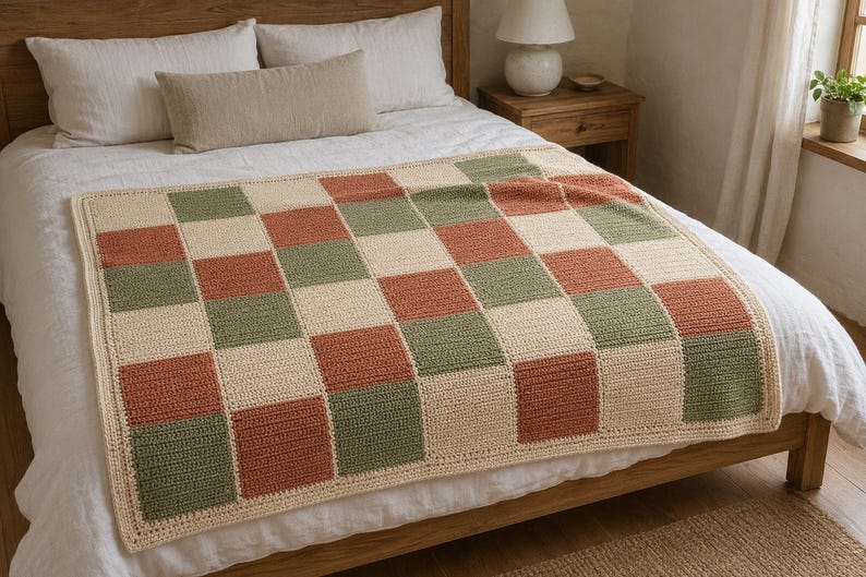 Easy Patchwork Rectangle Blanket Crochet Pattern PDF, Beginner Crochet ...