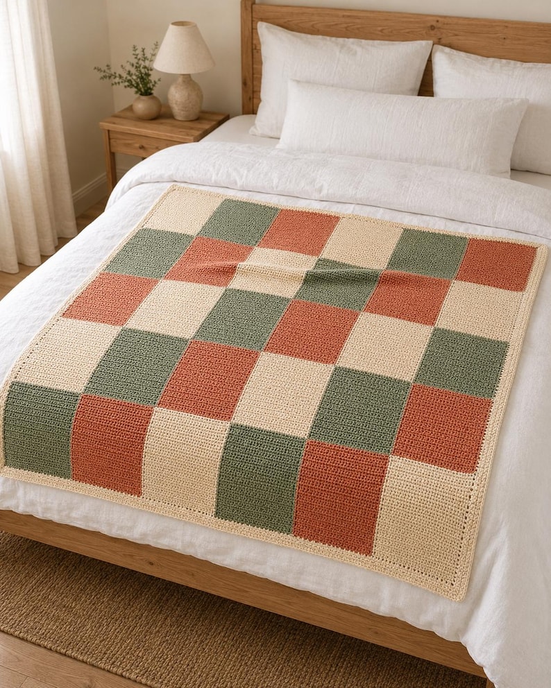 Easy Patchwork Rectangle Blanket Crochet Pattern PDF, Beginner Crochet ...