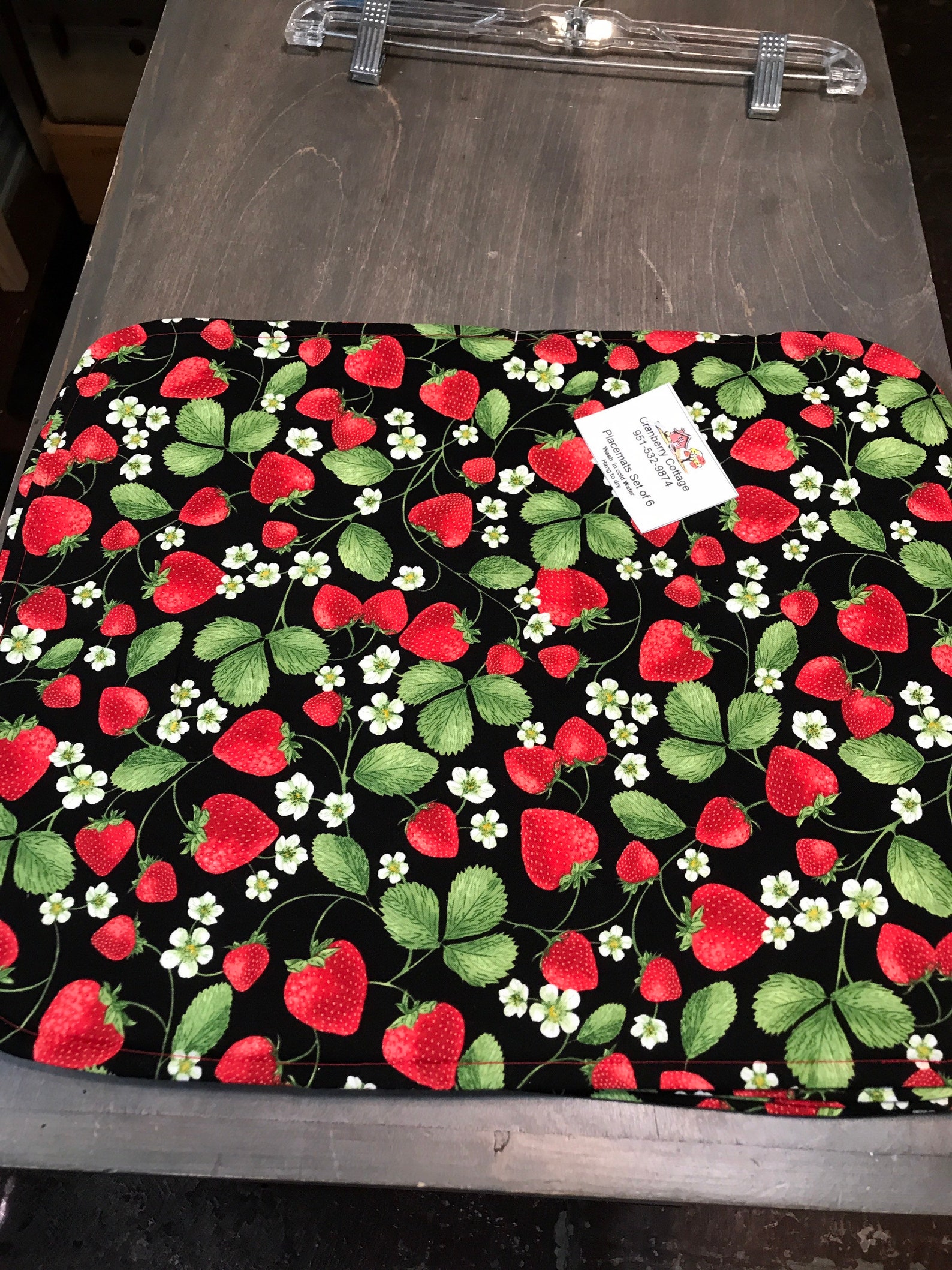 ReversiblePlacematsSet of 6 with Red Strawberries with Etsy