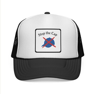 Stop the Cap graphic Trucker Cap | crossed cap logo, patch style