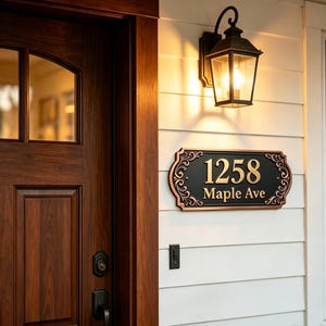Custom Solid Aluminum Address Plaque, Vintage House Number Sign for Outdoor Home Entrance