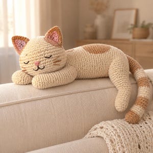 Sleeping cat crochet pattern Plush kitty