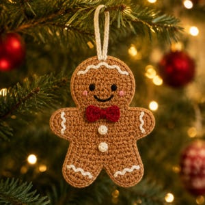 Mini Gingerbread Man Crochet Ornament Pattern PDF Tutorial