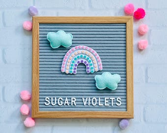 Pastel Rainbow and Puffy Cloud Letter Board Accessories / Nursery Decor / Baby Shower Gift