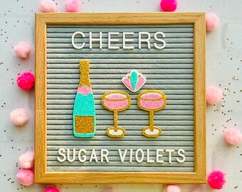 Champagne Toast Letter Board Icons