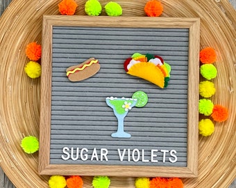 Summer Snacks Letter Board Accessories - Taco, Hot Dog, and Margarita