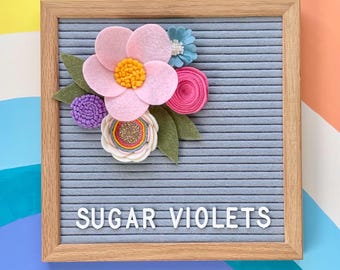 Handmade Felt Flower Letter Board Icons / Spring & Garden Decor / Felt Accessories for Message Boards