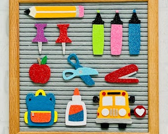 Handmade School-Themed Letter Board Icons – Felt Classroom Decor | Teacher Gift | Interchangeable Letter Board Accessories