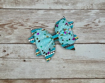Blue Rainbow Mermaid Bow