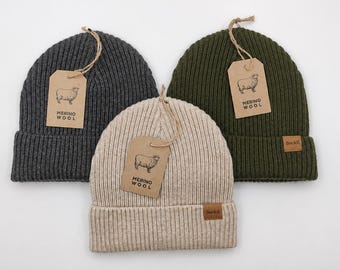 Gorro unisex de lana merino / Gorro de punto para exteriores / Gorro de lana para hombres y mujeres en entornos urbanos/rurales / Ropa orgánica / Accesorio de invierno de punto