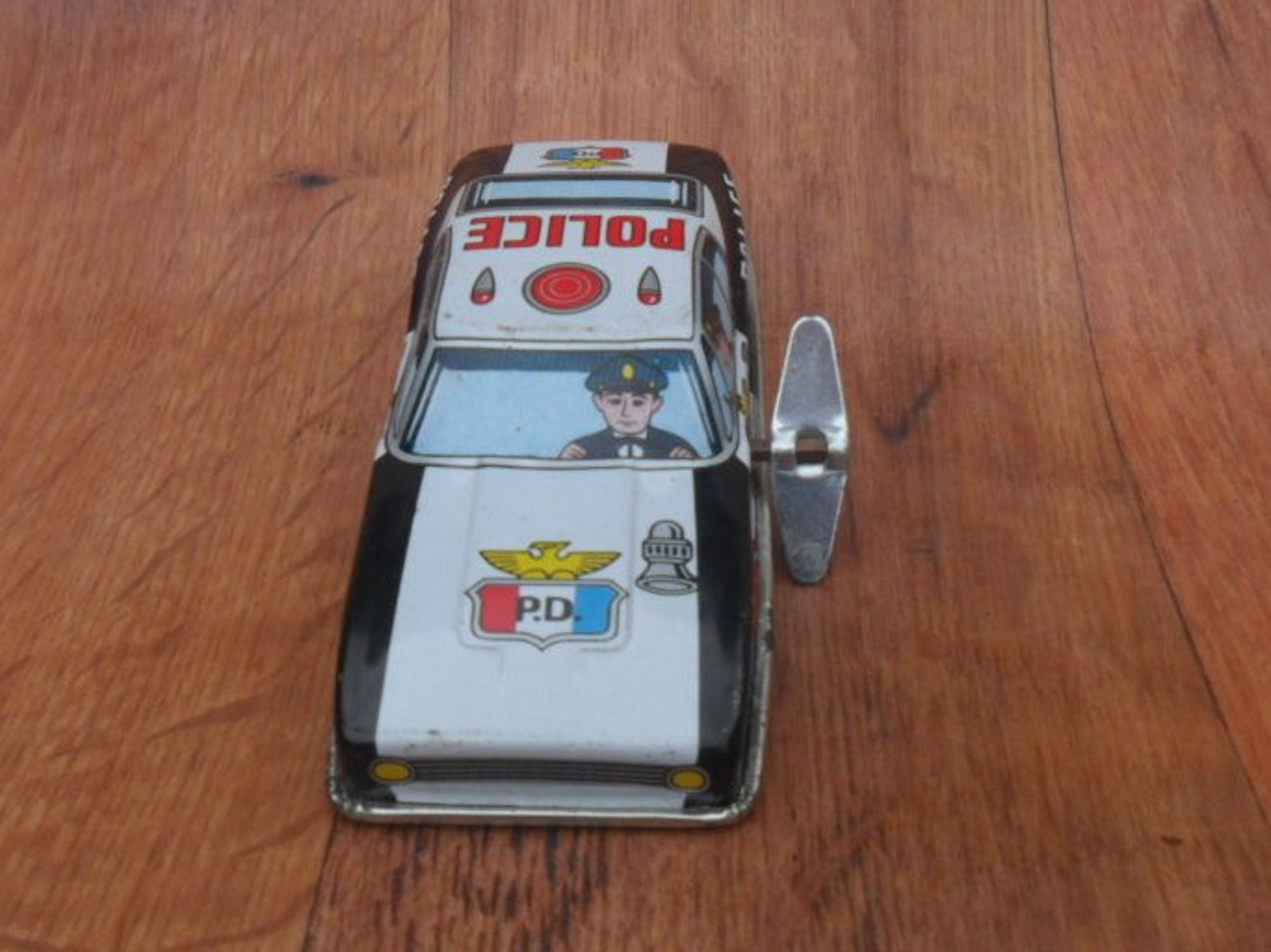 Vintage windup tin litho toy police car Etsy