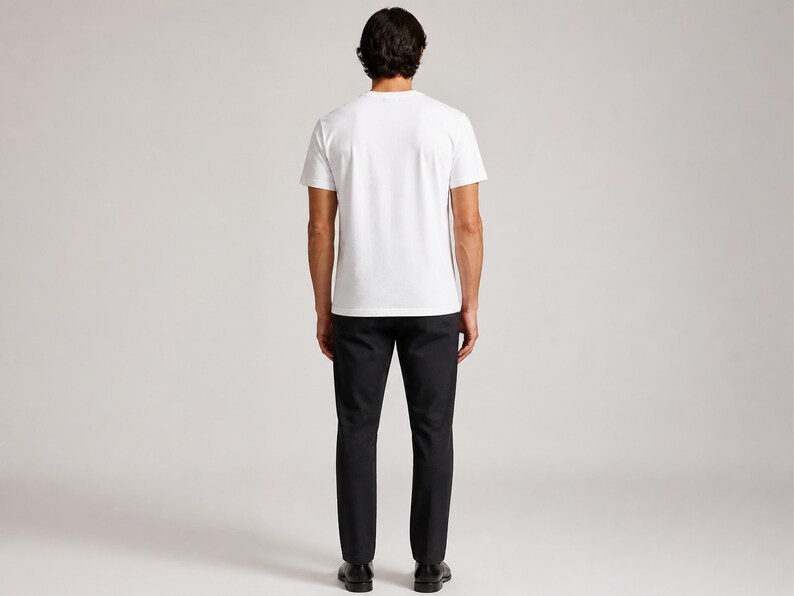 Software Developer Debugging design graphic T-shirt in white, model blank back