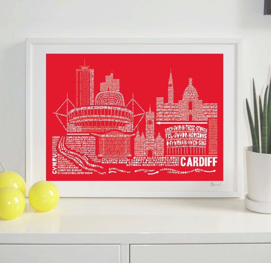 Cardiff Skyline Typography Print - Etsy