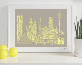 Las Vegas Skyline Typography Print