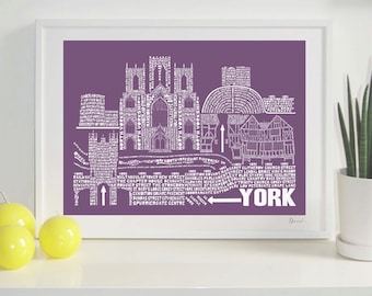 York Skyline Typography Print