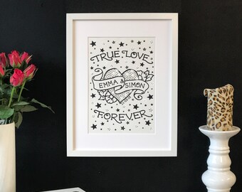 True Love Tattoo embellished print