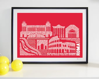 Rome Skyline Typography Print