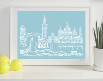 Venice Skyline Typography Print