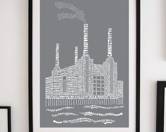 Citography Battersea power station typography print