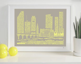 Miami Skyline Typography Print