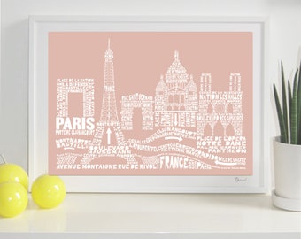 Paris Skyline Typography Print
